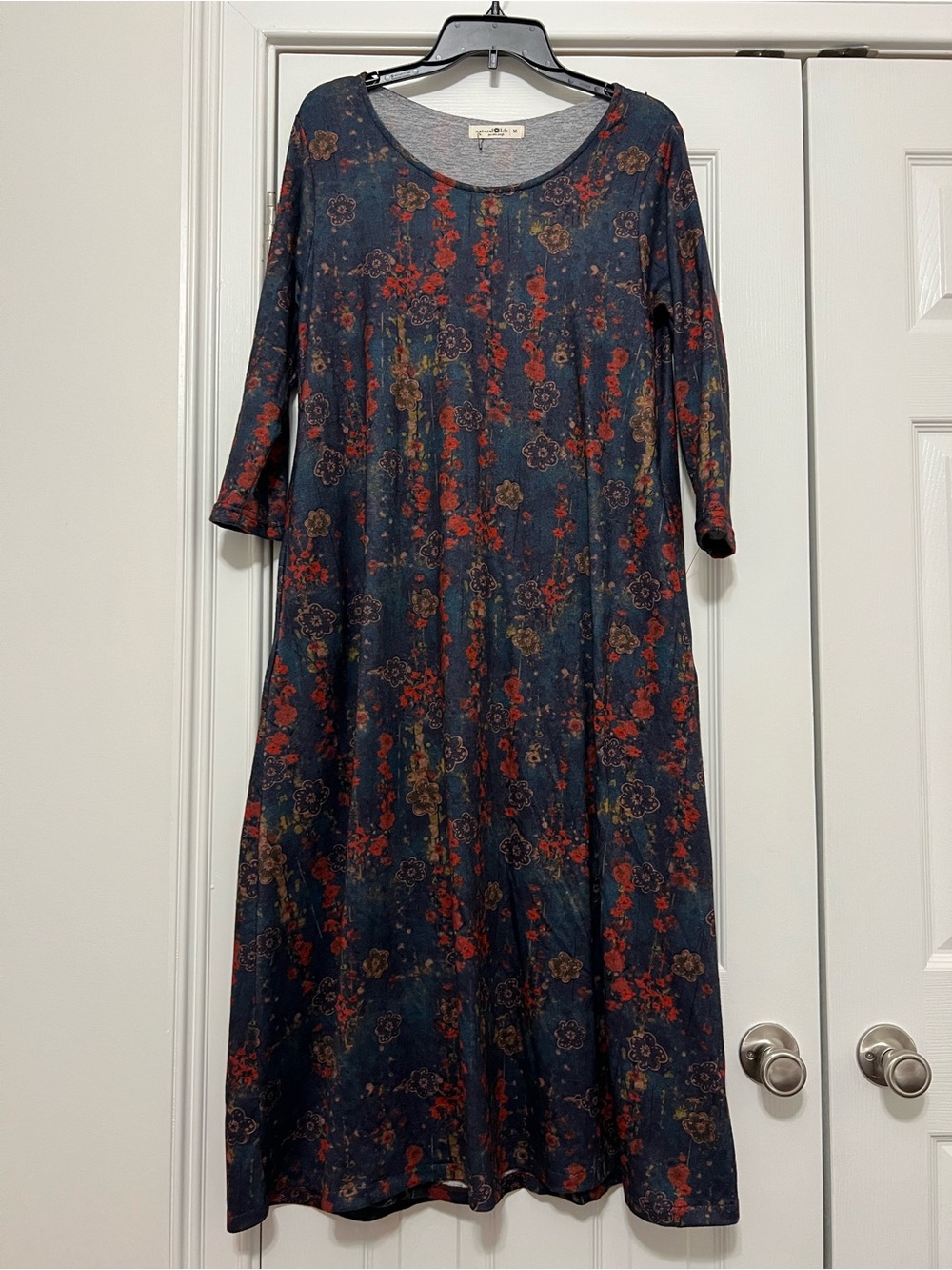 NATURAL LIFE Lottie Dress with Red and Brown Floral Print and Pockets size M